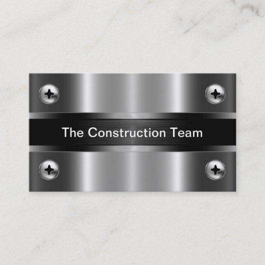 Construction Silver Metallic Tone Look Visitenkarte (Vorderseite)