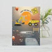 Construction Site Birthday Party Einladung (Stehend Vorderseite)