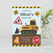 Construction Site Birthday Party Einladung (Stehend Vorderseite)