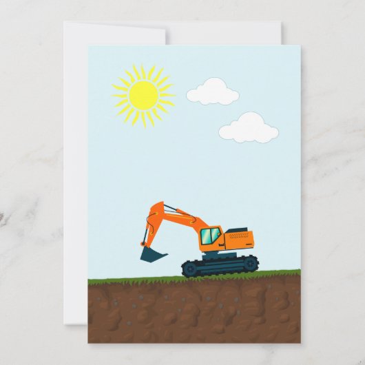 Construction Site Birthday Party Einladung (Rückseite)