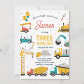 Construction Site Dump Truck Digger Birthday Party Einladung (Vorderseite)