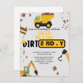 Construction Theme 3rd Birthday Invitation Dirty 3 Einladung (Vorne/Hinten)