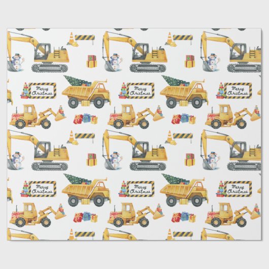 Construction Theme Christmas Wrapping Paper Geschenkpapier (Flach)