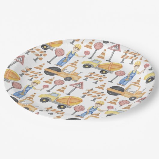 Construction Theme Party Pappteller (Schrägansicht)