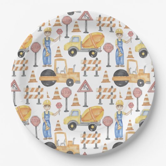 Construction Theme Party Pappteller (Vorderseite)