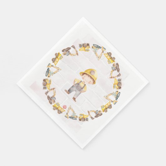 Construction Themed Children's Birthday  Serviette (Ecke)