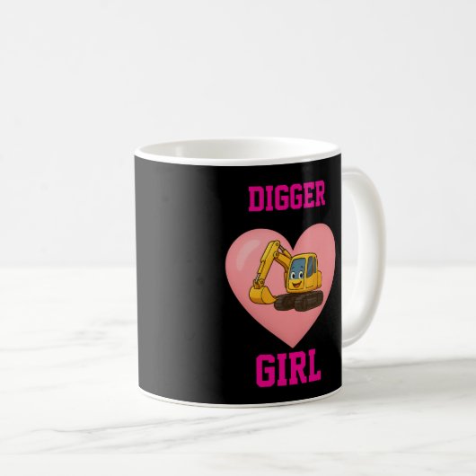 Construction themed 'DIGGER GIRL' mug Kaffeetasse (VorderseiteRechts)