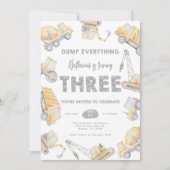 Construction THREE 3rd Birthday Party Einladung (Vorderseite)