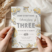 Construction THREE 3rd Birthday Party Einladung