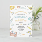 Construction Tools Birthday Invitation Einladung (Stehend Vorderseite)