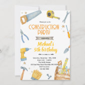 Construction Tools theme invitation Einladung (Vorderseite)
