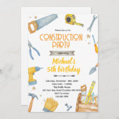 Construction Tools theme invitation Einladung (Vorne/Hinten)