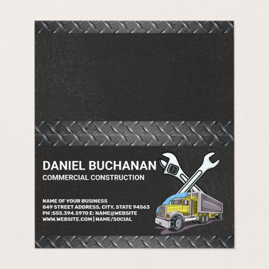 Construction Tools | Work Truck Visitenkarten (Außenseite Aufgefaltet)