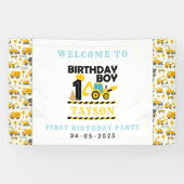 Construction Truck 1st Birthday | Kids Party Banner (Horizontal)
