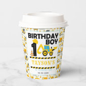 Construction Truck 1st Birthday | Kids Party Pappbecher (Rückseite)