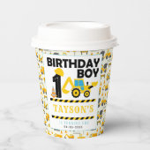 Construction Truck 1st Birthday | Kids Party Pappbecher (Vorderseite)