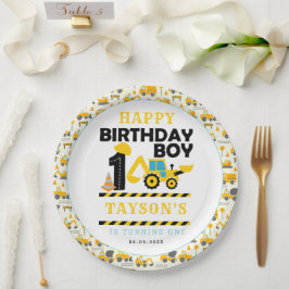 Construction Truck 1st Birthday | Kids Party Pappteller