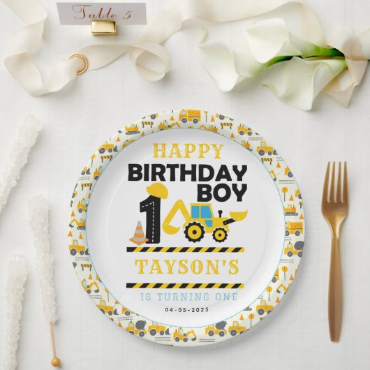 Construction Truck 1st Birthday | Kids Party Pappteller (Hochzeit)