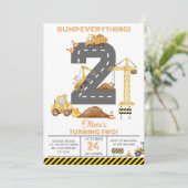 Construction Truck 2nd Birthday Invitation Einladung (Stehend Vorderseite)