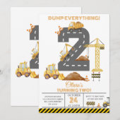 Construction Truck 2nd Birthday Invitation Einladung (Vorne/Hinten)