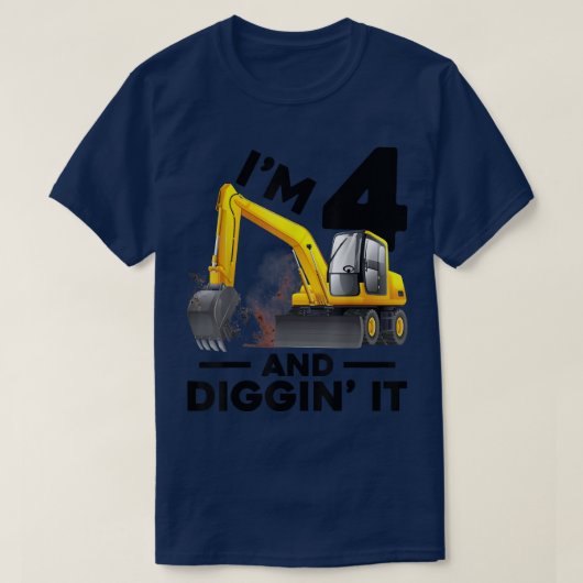 Construction Truck 4th Birthday Tee Boy 4 Year Old (Design vorne)