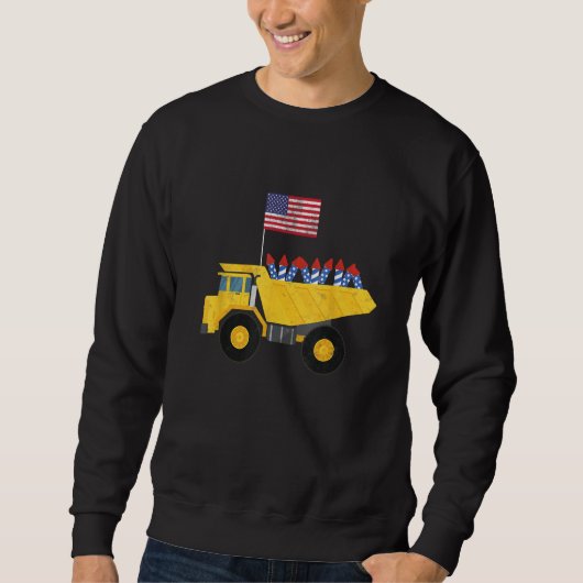 Construction Truck 4th of July Firework USA Patri Sweatshirt (Vorderseite)