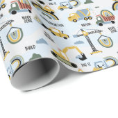 Construction Truck Birthday  Geschenkpapier (Rolleneckpunkt)