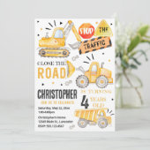 Construction truck birthday invitation-instant dow einladung (Stehend Vorderseite)