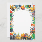 Construction Truck Birthday Invitation Watercolor Einladung (Rückseite)