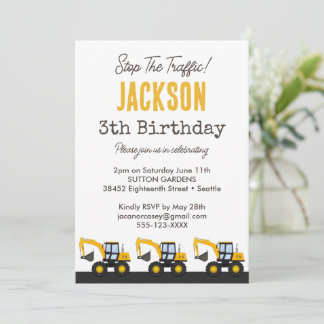 Construction Truck Birthday | Personalized Décor Einladung
