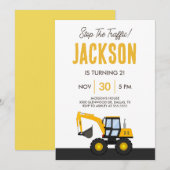 Construction Truck Birthday | Personalized Décor Einladung (Vorne/Hinten)