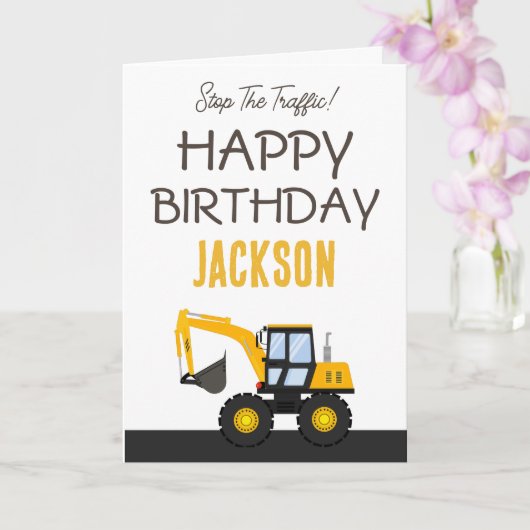 Construction Truck Birthday | Personalized Décor Karte (Orchidee)