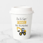 Construction Truck Birthday | Personalized Décor Pappbecher (Rückseite)