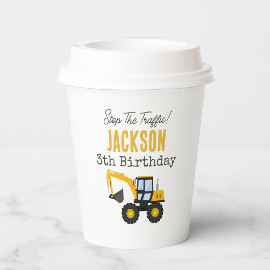 Construction Truck Birthday | Personalized Décor Pappbecher (Rückseite)