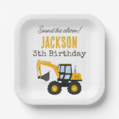 Construction Truck Birthday | Personalized Décor Pappteller (Vorderseite)