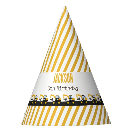 Construction Truck Birthday | Personalized Décor Partyhütchen (Vorderseite)
