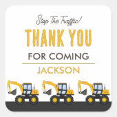 Construction Truck Birthday | Personalized Décor Quadratischer Aufkleber (Vorderseite)