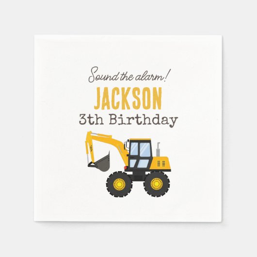 Construction Truck Birthday | Personalized Décor Serviette (Vorderseite)