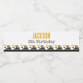 Construction Truck Birthday | Personalized Décor Wasserflaschenetikett (Einzelnes Label)