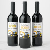 Construction Truck Birthday | Personalized Décor Weinetikett (Flaschen)