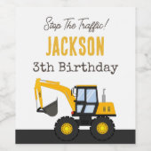 Construction Truck Birthday | Personalized Décor Weinetikett (Einzelnes Label)