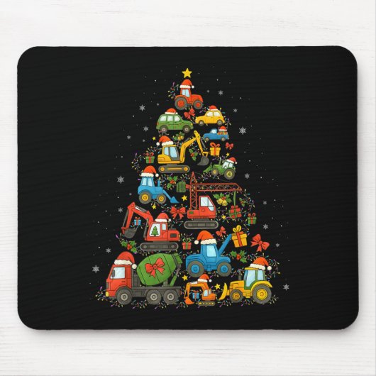 Construction Truck Christmas Tree Funny Xmas Holid Mousepad (Vorne)