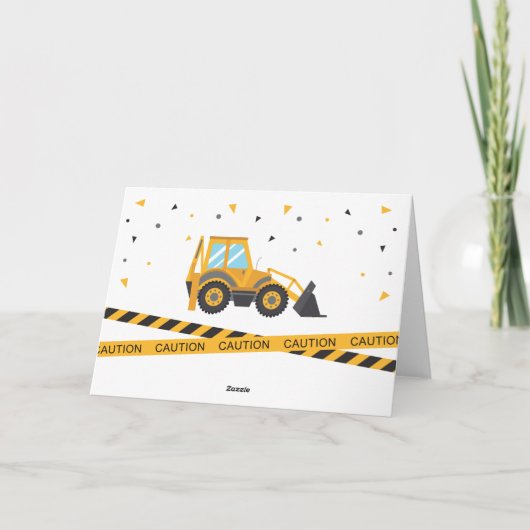 Construction truck excavator Thank you card Dankeskarte (Rückseite)