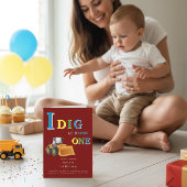 Construction Truck 'I Dig Being One' Birthday  Einladung