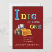 Construction Truck 'I Dig Being One' Birthday  Einladung (Vorderseite)