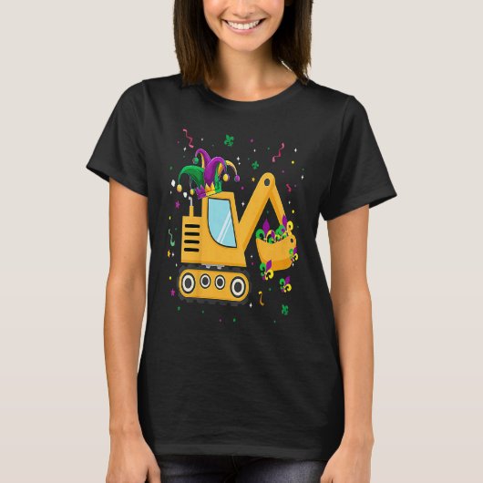 Construction Truck Mardi Gras  For Kids Toddler Bo T-Shirt (Vorderseite)