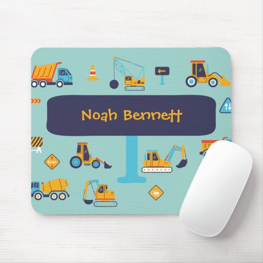 Construction Truck Mouse Pad for Kids with Name Mousepad (Mit Mouse)