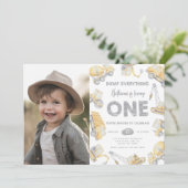 Construction Truck ONE 1st Birthday Party Einladung (Stehend Vorderseite)