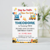 Construction Truck Vehicles Boys 2nd Birthday Dankeskarte (Stehend Vorderseite)