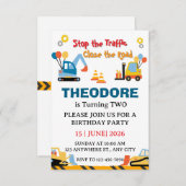 Construction Truck Vehicles Boys 2nd Birthday Dankeskarte (Vorne/Hinten)